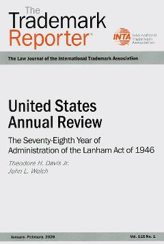 Trademark Reporter: academic journal / INTA. - New York. 2026, № 1