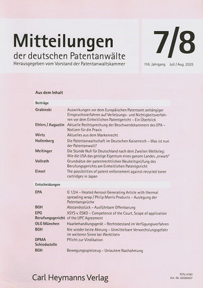 Mitteilungen der Deutschen Patentanwalte. - Berlin : [s. n.], 2025